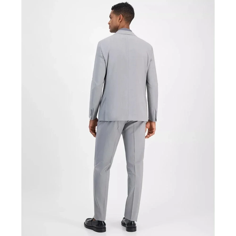 Calvin Klein Men's 2-pc Slim Fit Suit Jacket 42S Pants‎ 38W 32L Wool Blend Grey